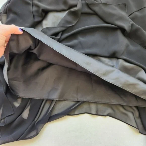 Liz Claiborne black Strapless Chiffon Dress Lace Rose Fairy Whimsigoth Dark Boho - Picture 8 of 15